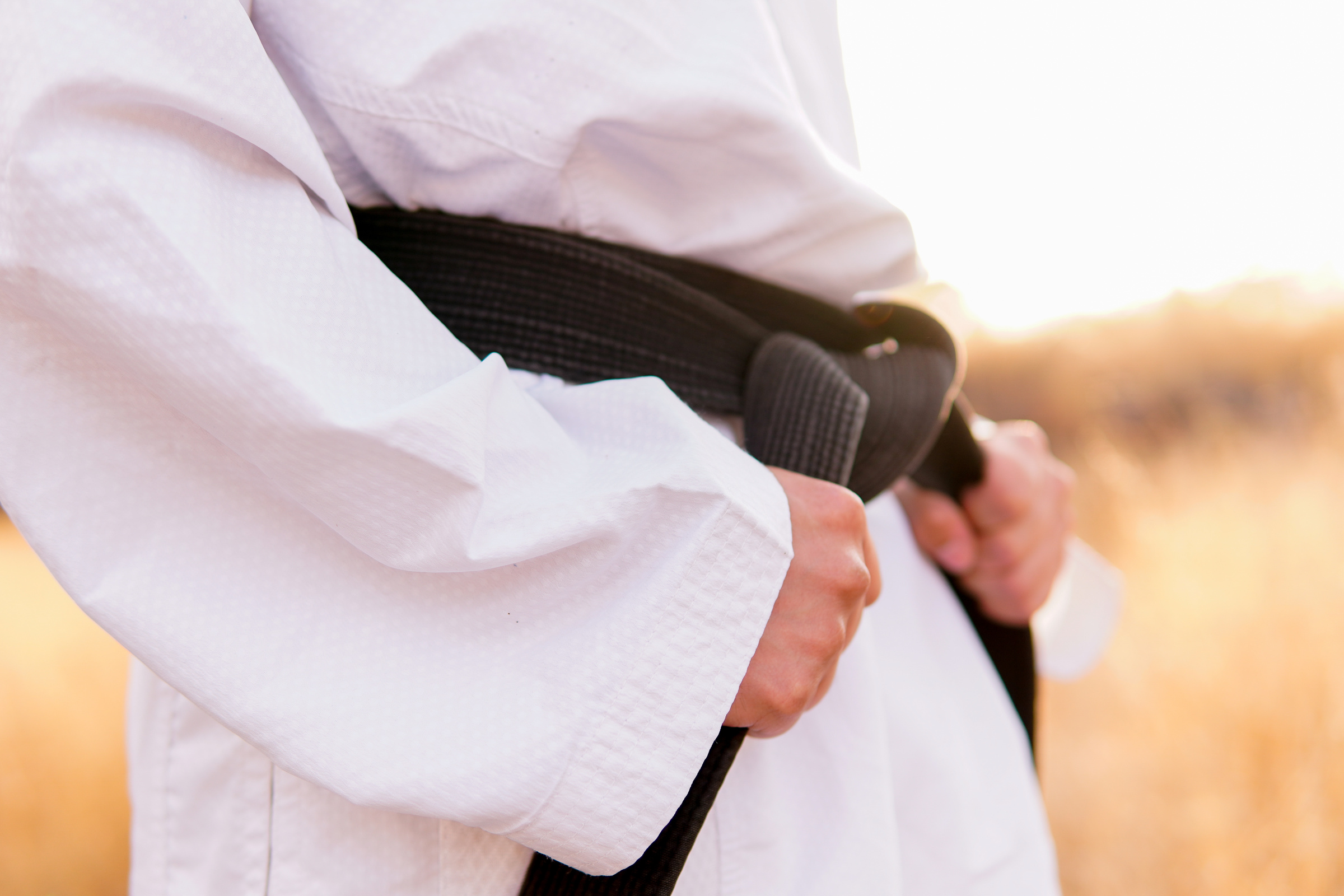 Close-up of a Person with a Taekwondo Black Belt